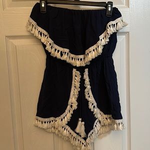 Blue rompers with tassels strapless